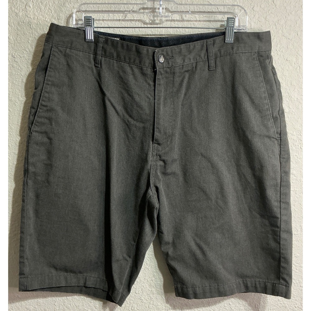 Volcom Men's Charcoal Gray Chino Shorts Flat Front Skate Surf Casual